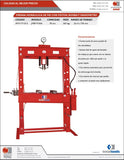 TOTAL TOOLS - JMSP-9150A - ATH-TT-1013 -  - PRENSAS -  - PRENSA HIDRAULICA DE PIE 50 TONELADAS CON PISTON MANOMETRO BOMBA MANUAL