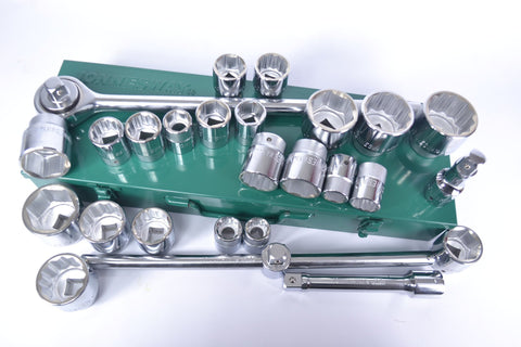 JONNESWAY - S04H6327S - HER-JW-2980 - HERRAMIENTA MANUAL - CUBOS Y ACCESORIOS - JUEGOS DE CUBOS Y ACCESORIOS - JUEGO DE CUBOS ESPIGA 3/4" MILIMETRICO Y PULGADAS 27 PIEZAS