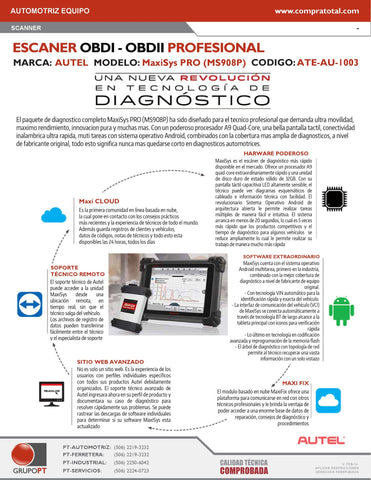 AUTEL - MAXISYSPRO - ATE-AU-1003 - AUTOMOTRIZ EQUIPO - DIAGNOSTICO AUTOMOTRIZ - SCANNERS - SCANNER INALAMBRICO PANTALLA TACTIL DE 9.7"