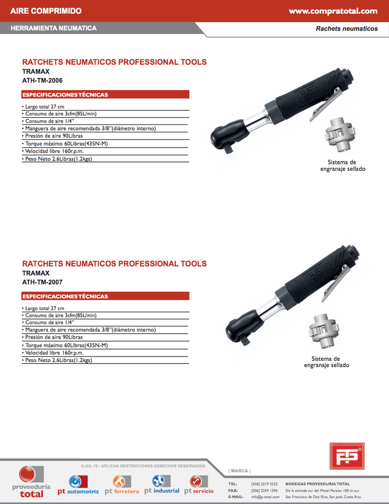 TRANMAX - TPT-217 - ATH-TM-2006 - AIRE COMPRIMIDO - HERRAMIENTA NEUMATICA - RATCHETS NEUMATICOS - RATCHET NEUMATICO ESPIGA 3/8"