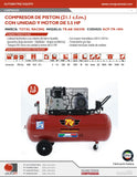 TOTAL RACING - AB300/598 - ACP-TR-1004 -  - COMPRESORES -  - COMPRESOR DE AIRE HORIZONTAL 5.5 HP 270 LITROS 220V 60HZ 1F