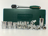 JONNESWAY - S04H4317SP - HER-JW-0003 -  - CUBOS Y ACCESORIOS -  - JUEGO DE CUBOS CROMO-VANADIO ESPIGA 1/2" 8-32 MM 17 PIEZAS