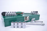 JONNESWAY - S04H2118S - HER-JW-2950 -  - CUBOS Y ACCESORIOS -  - JUEGO DE CUBOS ESPIGA 1/4" 6 PUNTOS MILIMETRICO 18 PIEZAS CAJA METALICA