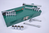 JONNESWAY - S04H2118S - HER-JW-2950 -  - CUBOS Y ACCESORIOS -  - JUEGO DE CUBOS ESPIGA 1/4" 6 PUNTOS MILIMETRICO 18 PIEZAS CAJA METALICA