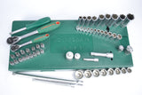 JONNESWAY - S0443157SP - HER-JW-2952 -  - CUBOS Y ACCESORIOS -  - JUEGO DE CUBOS ESPIGA 1/4" Y ESPIGA 3/8" 6 PUNTOS MILIMETRICO 57 PIEZAS CAJA METALICA