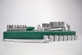 JONNESWAY - S0443157SP - HER-JW-2952 -  - CUBOS Y ACCESORIOS -  - JUEGO DE CUBOS ESPIGA 1/4" Y ESPIGA 3/8" 6 PUNTOS MILIMETRICO 57 PIEZAS CAJA METALICA