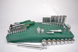 JONNESWAY - S0443157SP - HER-JW-2952 -  - CUBOS Y ACCESORIOS -  - JUEGO DE CUBOS ESPIGA 1/4" Y ESPIGA 3/8" 6 PUNTOS MILIMETRICO 57 PIEZAS CAJA METALICA