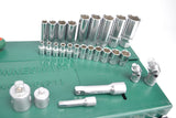 JONNESWAY - S0443157SP - HER-JW-2952 -  - CUBOS Y ACCESORIOS -  - JUEGO DE CUBOS ESPIGA 1/4" Y ESPIGA 3/8" 6 PUNTOS MILIMETRICO 57 PIEZAS CAJA METALICA
