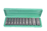 JONNESWAY - S03AD4211S - HER-JW-2963 -  - CUBOS Y ACCESORIOS -  - JUEGO DE CUBOS IMPACTO LARGO ESPIGA 1/2" 6 PUNTOS 10-24 MM 11 PIEZAS