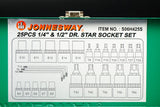 JONNESWAY - S06H425S - HER-JW-2953 -  - CUBOS Y ACCESORIOS -  - JUEGO DE CUBOS TORX MACHO + HEMBRA ESPIGA 1/4" Y ESPIGA 1/2" 25 PIEZAS