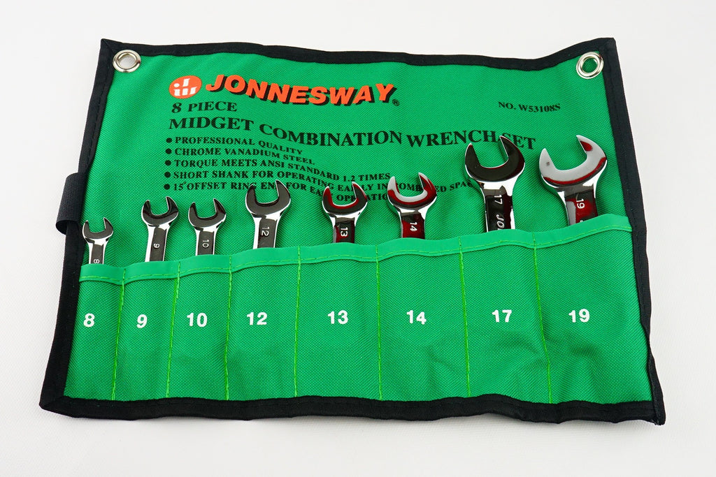 JONNESWAY - W53108S - HER-JW-1902 - HERRAMIENTA MANUAL - LLAVES - JUEGOS LLAVES COROFIJAS - JUEGO DE LLAVES COROFIJA CROMO-VANADIO CORTAS 8-19 MM EN ESTUCHE PLASTICO 8 PIEZAS